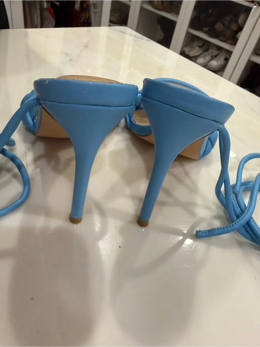 Olivia Blue Braided Strap Heeled Sandals